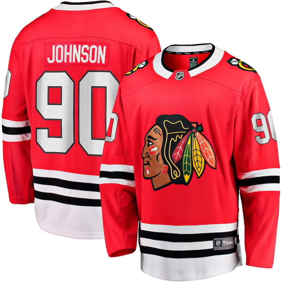 Men's Chicago Blackhawks Tyler Johnson #90 Red Home Team Breakaway Jersey Men's Chicago Blackhawks Tyler Johnson #90 Red Home Team Breakaway Jersey